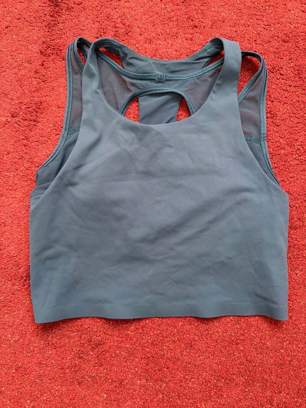 Lululemon Nulux Break Free Mesh Layered Cropped Tank Top Size 6, Navy / Teal